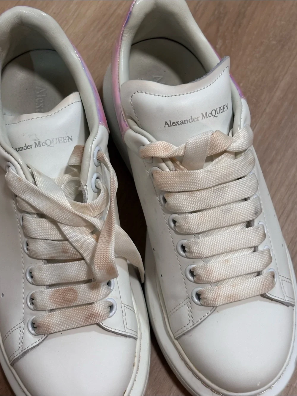 Alexander McQUEEN White Leather Platform Sneaker with Pink Accent size 37